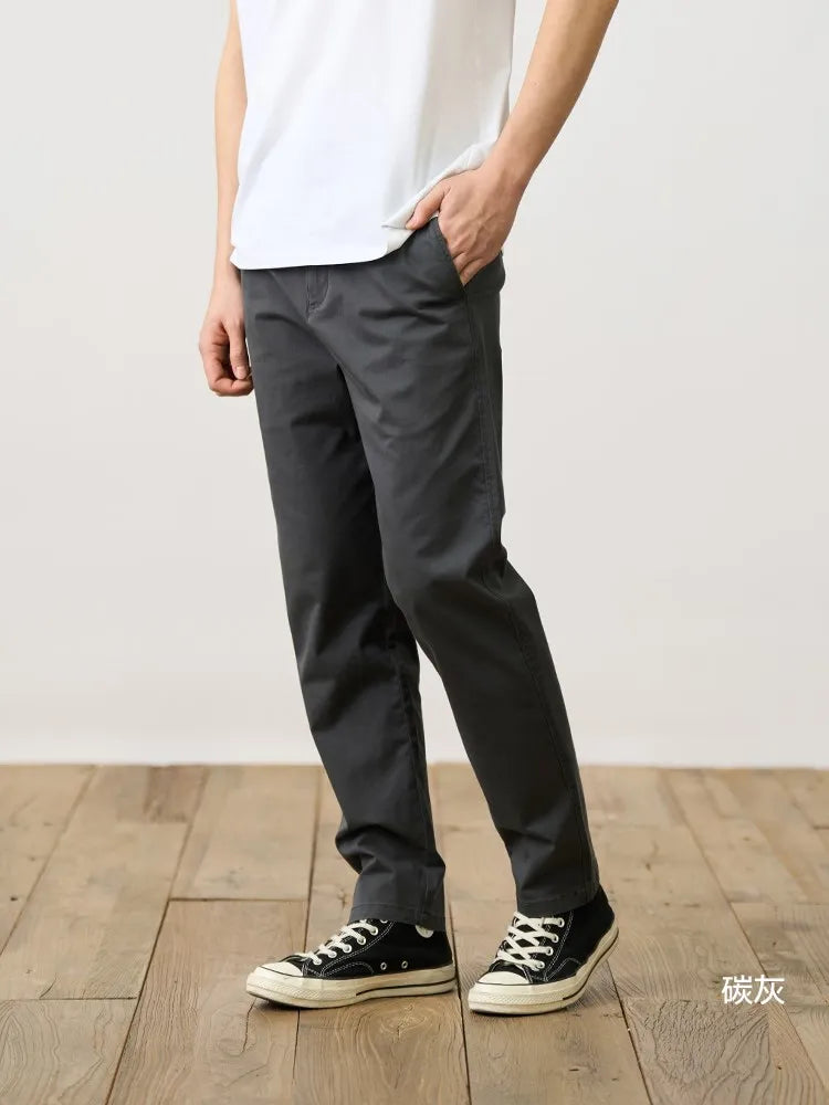 Comfortable Tapered Chinos Pants Men 250gsm Fabric Classical Trousers