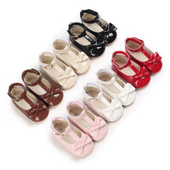 PU Leather Baby Princess Shoes Girls Moccasins Shoes Rubber Sole Prewalker