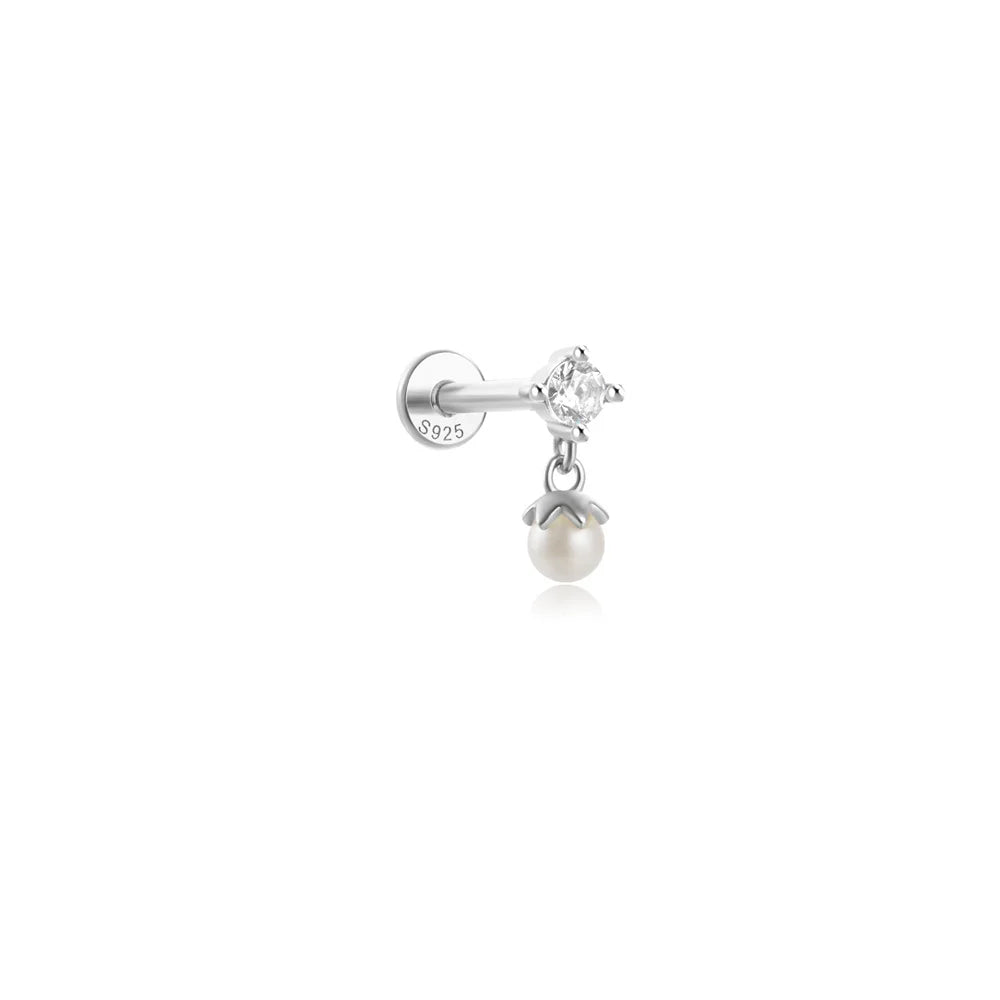 ROXI 925 Sterling Silver Star/Flower/Pearl Zircon Dangle Earrings For Women 1pc Simple Earrings For Women Girl Wedding Gift