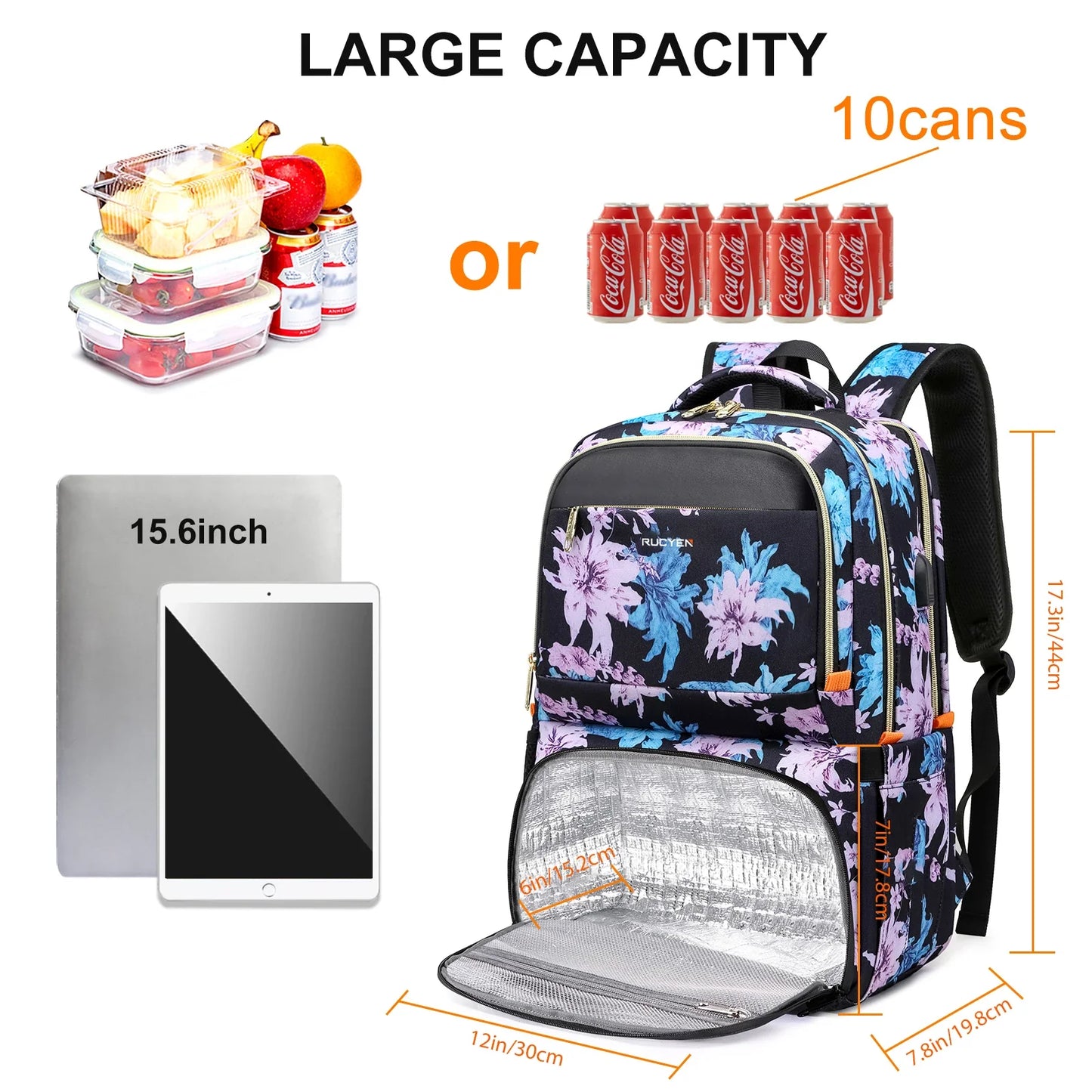 Lunch Backpack Insulated Cooler Picnic Bag Multifunctional Travel Bag Large Capacity Outdoor Picnic Camping Waterproof Backpack