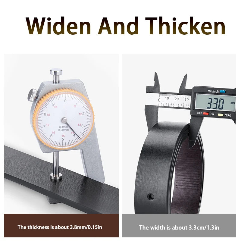 OYIFAN Fashion Men's Belt Men's Genuine Leather Belt Automatic Buckle Ratchet Belt Random Adjustment