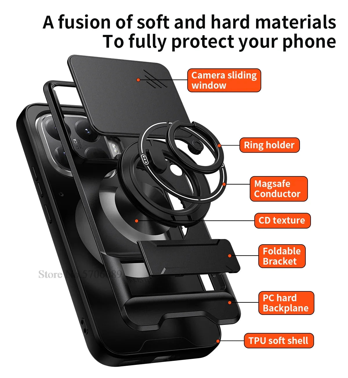 15T/15T Pro Armor Case For Xiaomi 15T Pro Case Shockproof Slide Lens Protector Phone Cover For Xiaomi 15T Case Fundas With Ring