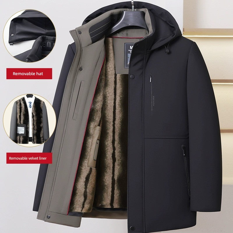 Dad Fleece-lined Middle-Aged and Elderly Grandpa Winter Clothing Coat