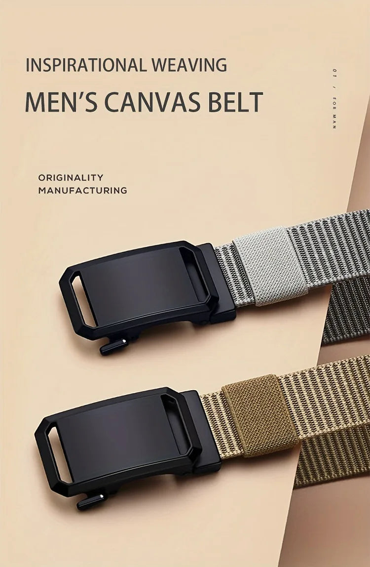Newest Automatic Buckle Belt Canvas Tactical Waist Belt Durable Casual Outdoor Hunting Golf Adventure Training Pant Belt for Man