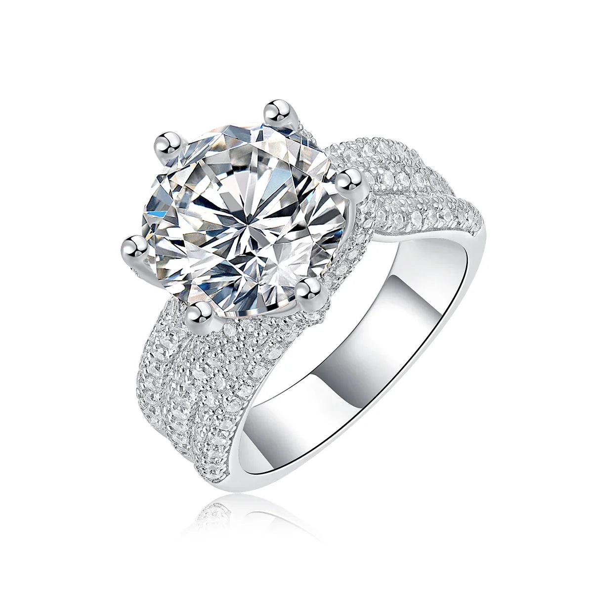 5CT Moissanite Engagement Ring S925 Silver with Round Brilliant Cut Stones and Claw Setting - Luxury Wedding or Proposal Jewelry
