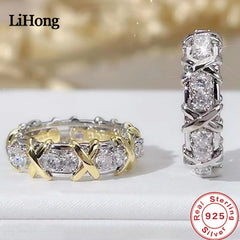 Luxury 925 Sterling Silver Ring Interlaced With Aaa Zircon Crystal Ring For A Woman'S