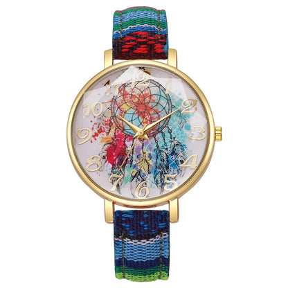 1/2/3/5PCS Fashion Women Watches Vintage Flowers Printed PU Strap Quartz Watch for Women Clock Gift Reloj Mujer（Without Box）