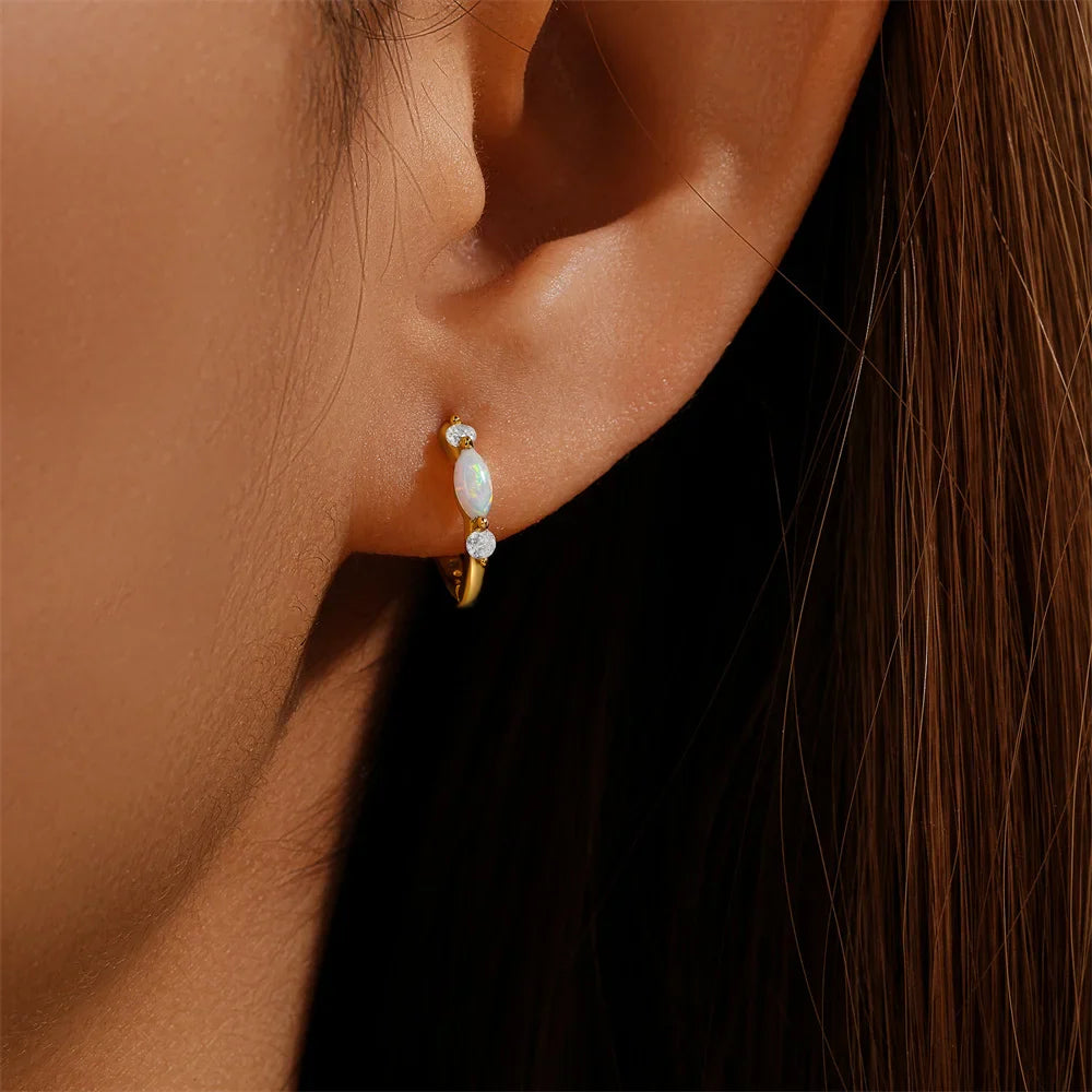 ROXI 925 Sterling Silver White Zircon Opal Earrings For Women Girl Wedding Engagement Jewelry Delicate Ear Buckle jewelry