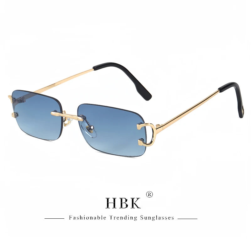 Sunglasses For Women Men Small Square Gold Frame Brand Design Tea Shades