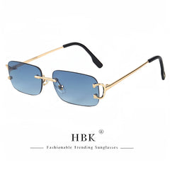 Sunglasses For Women Men Small Square Gold Frame Brand Design Tea Shades