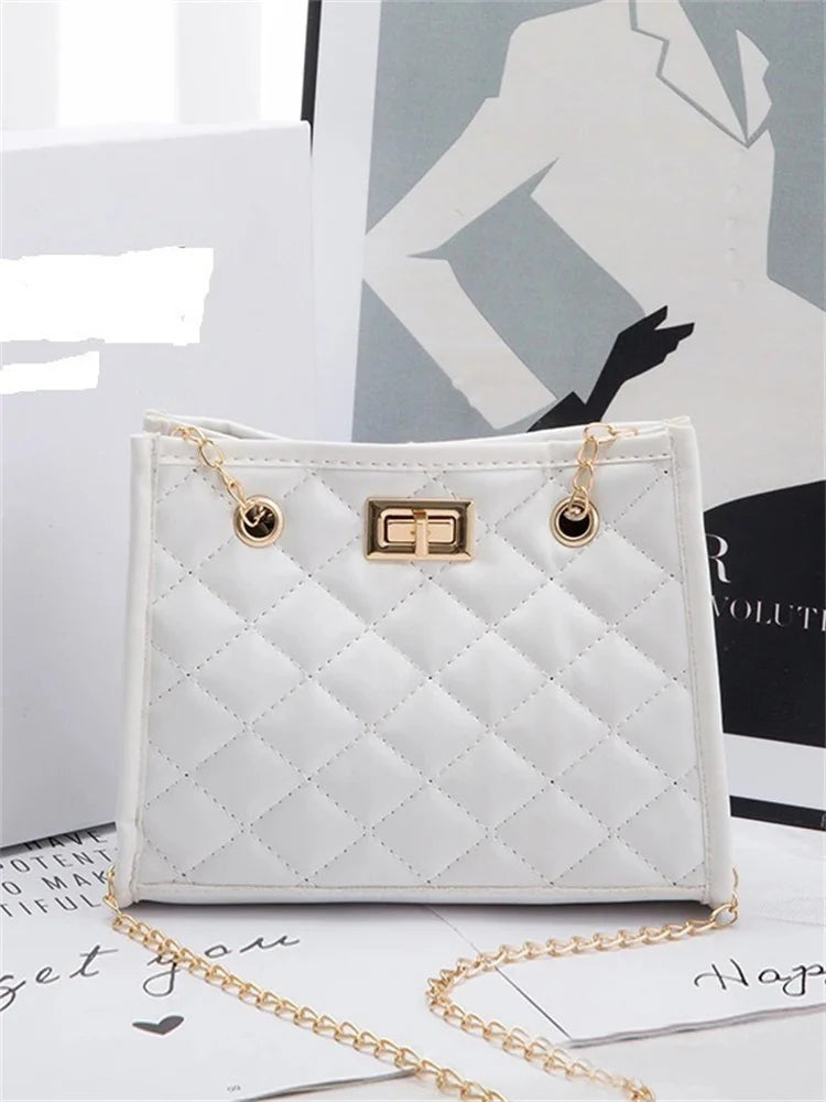 Solid Color Prismatic Plaid Women Shoulder Bag Korean Version