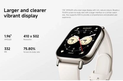 Global Version Redmi Watch 5 Lite 1.96'' AMOLED display 18-Day Battery life Built-in GNSS 5ATM Bluetooth® calling