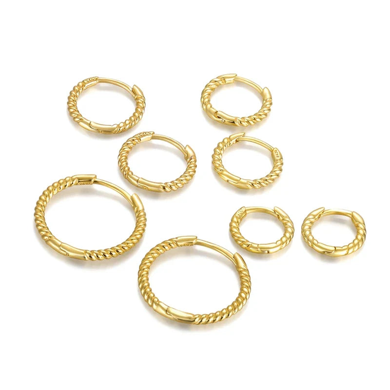 LENNIK 1pair 925 Sterling Silver Hoop Earring 6/7/8/13mm Circle Round Huggies for Women Men Ear Ring Bone Buckle Fashion Jewelry