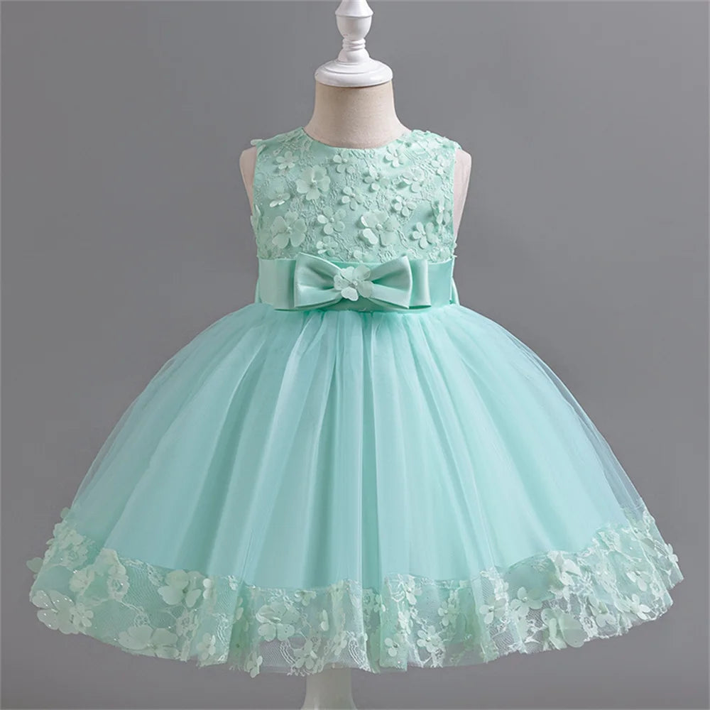 Girl's Dress 2024 New Girl's Butterfly Bow Princess Dress Fashion Sleeveless Mesh Dress Banquet Performance Evening Dresses