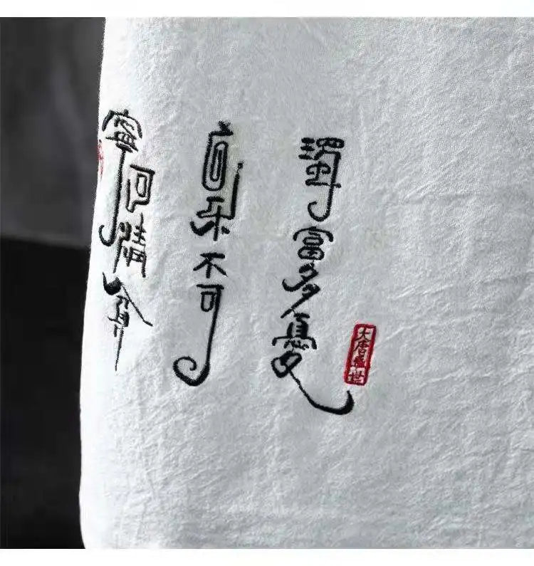 (Shirt + trousers)2025 summer Chinese Style men shirt Cotton and linen shirts men's High quality casual shirts Two Piece M-5XL