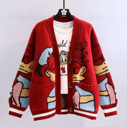 Cardigan Donald Cartoon Sweaters for Women Coat