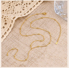 Gold Plated Lariat Necklace for Women, Double Layered Long Chain Drop Pendant