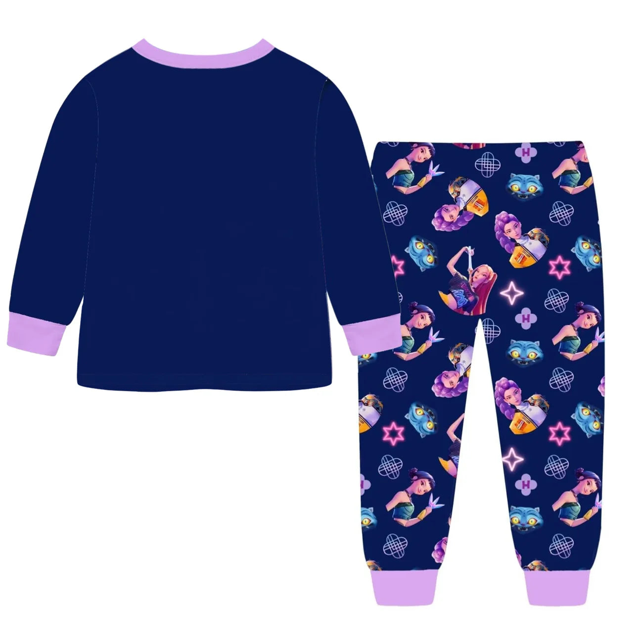 Anime Kpop Demon Hunters Zoey Costume Autumn Pajamas for Children's Clothing 3-14Years Kids Huntrix Rumi Girls Tshirt Pants Sets