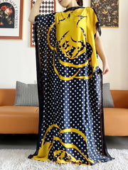 Abayas For Women Printed Silk Soft Loose Femme Robe Muslim Summer Fashion