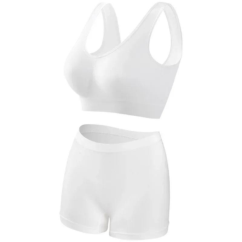 Seamless Bra Set Women Low Waist Underwear Female Tanks Bra Top