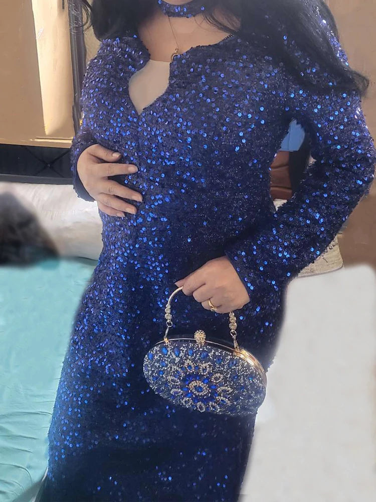 Homecoming Dresses: Evening Party Dress O Neck Long Sleeves Wedding Party Gown