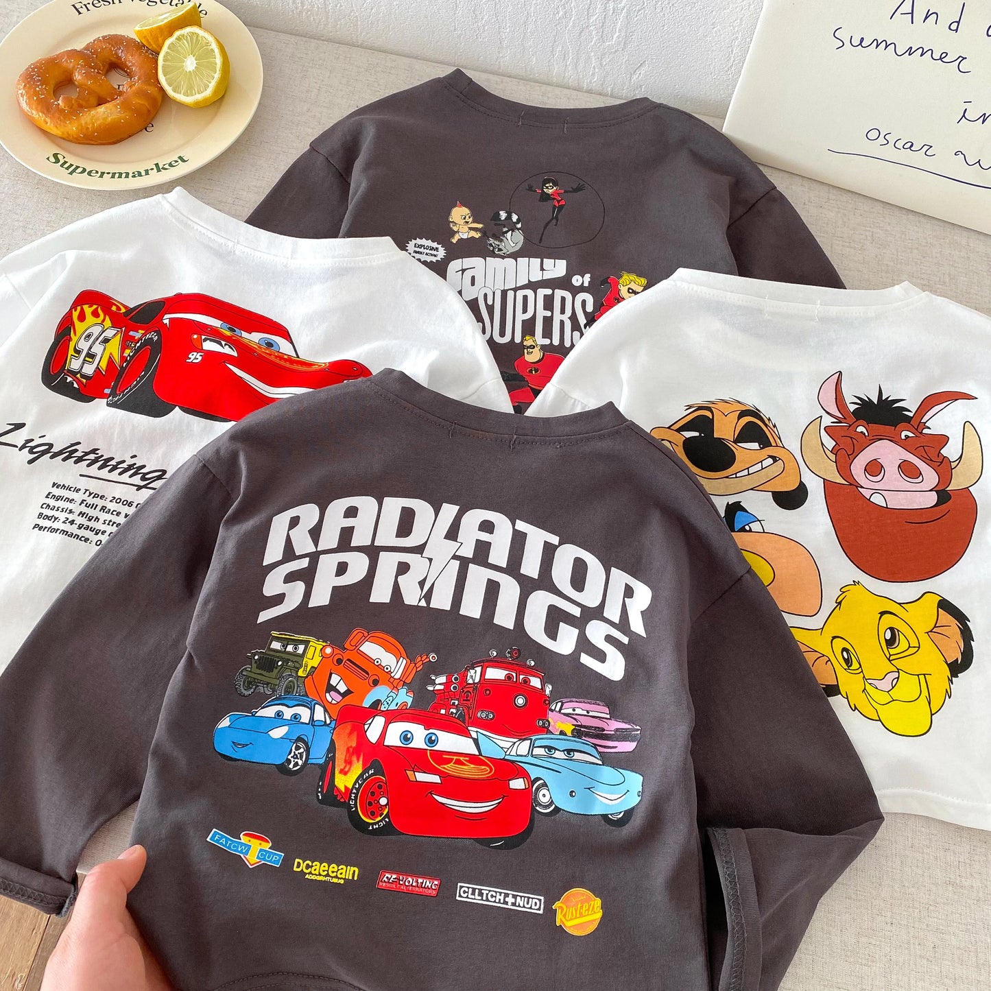 Fashion New Cartoon Car Boys Long Sleeved T-shirts Tops Crewneck Printed Loose Casual Kids Base Shirts Children's Clothes Blouse