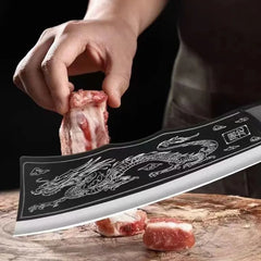 Dragon Pattern Forged Bone Chopping Knife Stainless Steel Meat Cleaver Sharp Knife