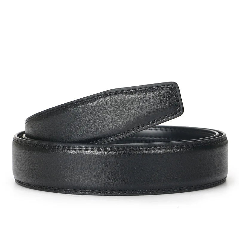 Men's Genuine Leather Belt Adjustable Automatic Buckle Belt Black/Brown Ratchet Belt High-Quality Business Casual Belt for Men
