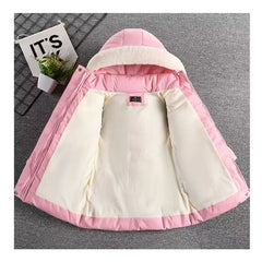 2-8 Years Warm Winter Girls Jacket Fur Collar Removable Hat