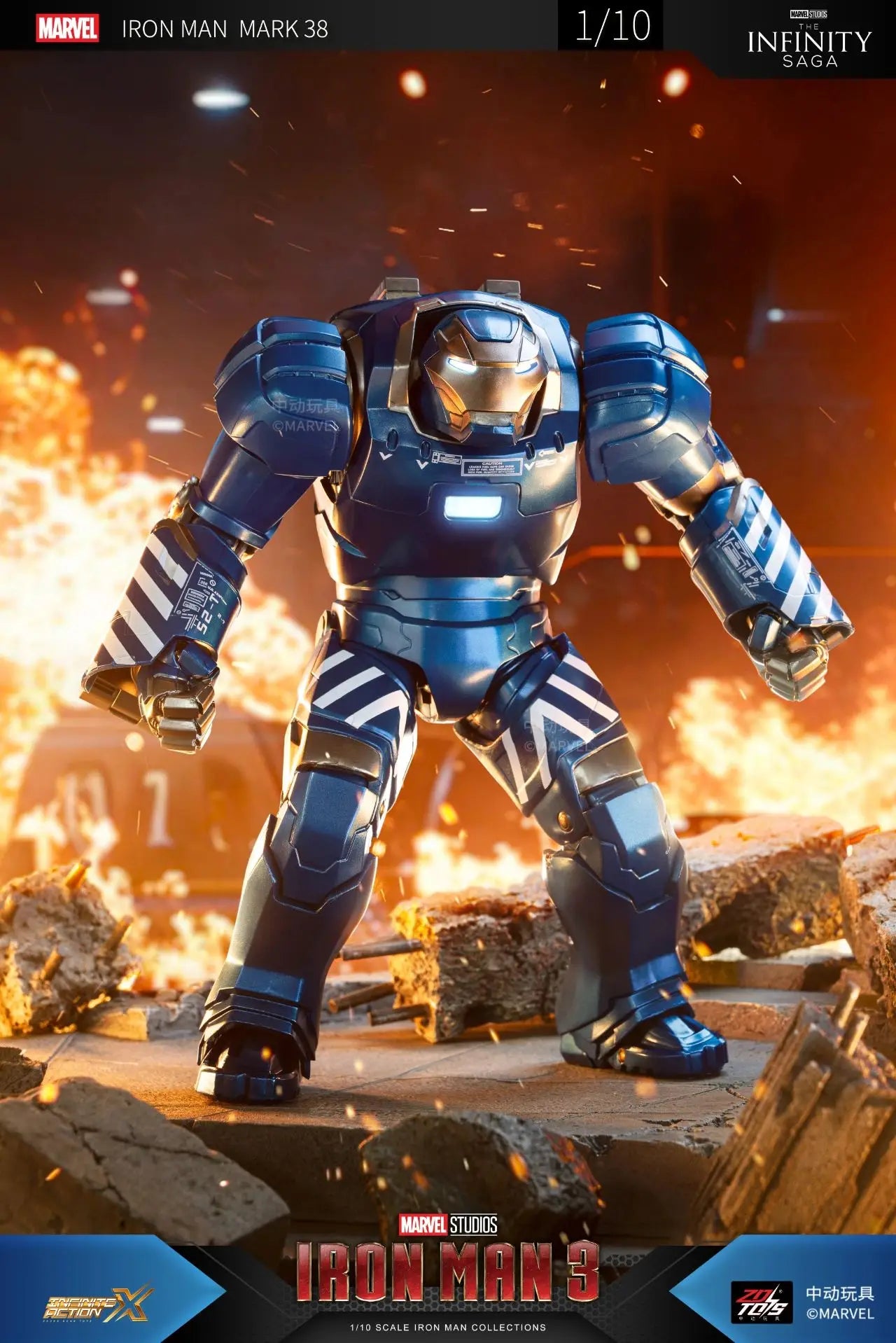 1:10 ZD Toys Iron Man MK38 Igor MK25 Striker MK26 Gamma MK36 Peacemaker MK40 MK15 Sneaky Action Figure Collections Gift