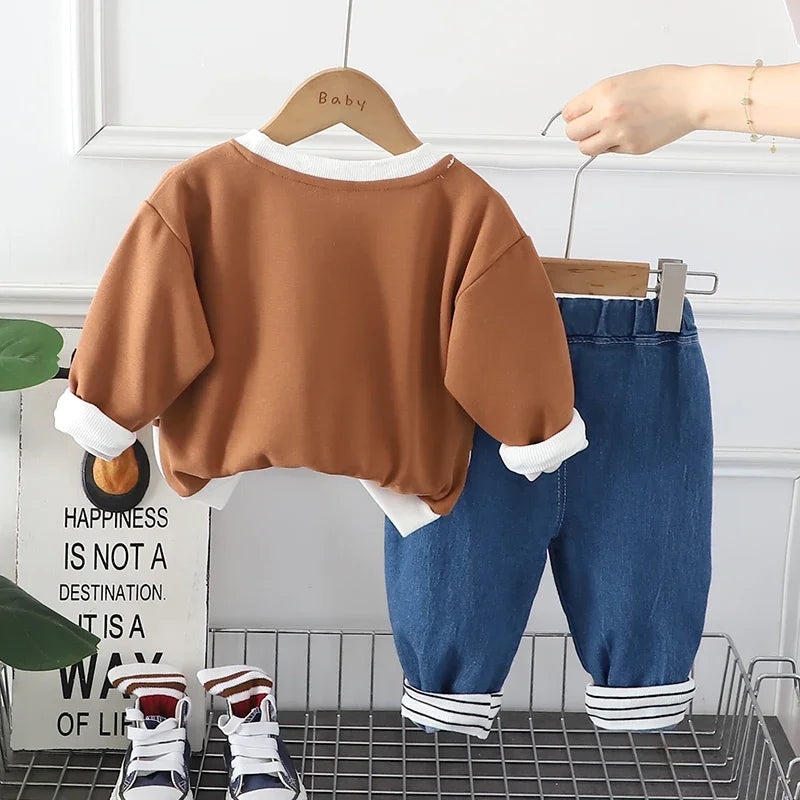 New Autumn Children Kids Boys Girls Clothes Cotton Animal Hoodies Pants 2Pcs/sets Infant Toddler Casual Tracksuit 1 2 3 4 5 Ages