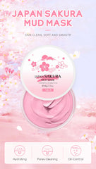 Japan Sakura Clay Mask Deep Cleansing Brightening Skin Mud Korean Face Mask Oil Control Shrink Pores Skin Care 80g