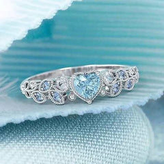 Woman Fashion Silver Color Leaf Heart Rings for Women Noble Princess Engagement