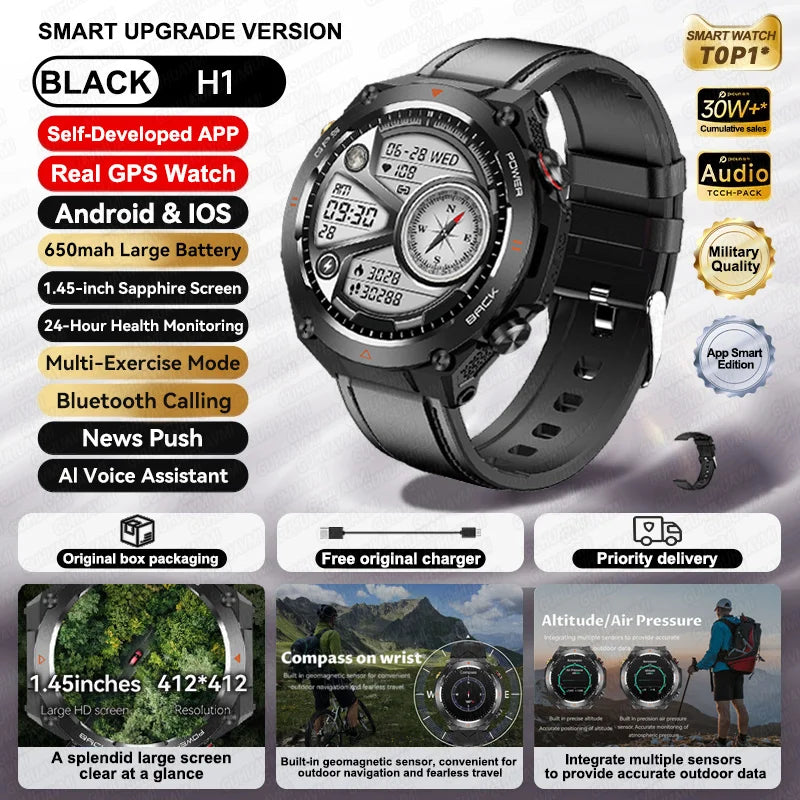 Xiaomi GPS Sports Smart Watch Men Waterproof Fitness Tracker Bluetooth call