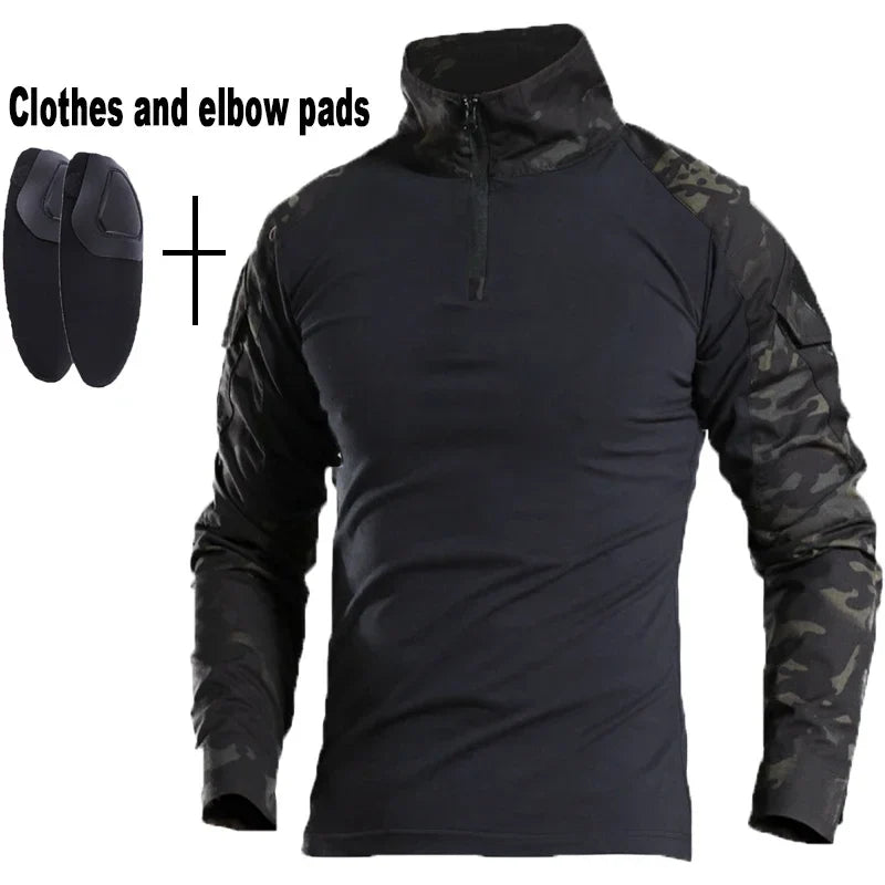 Outdoor Tactical Uniform Military Camo Hiking Training Shirts Workwear Cargo Pants+Pads Airsoft Paintball Hunting Clothes Sets