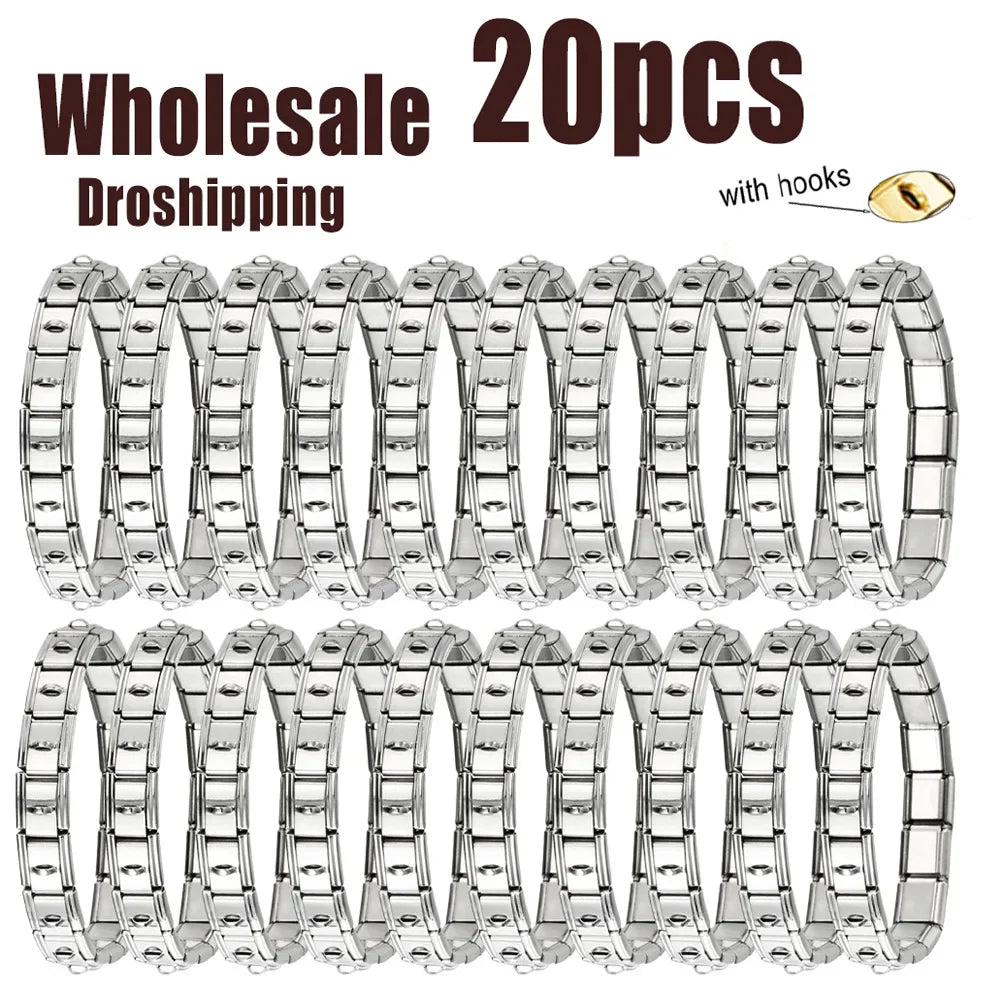 20pcs Wholesale charms italian Stainless Steel 9mm Colorful Style Elastic Bracelet for Woman Men DIY Making Gift Dropshipping