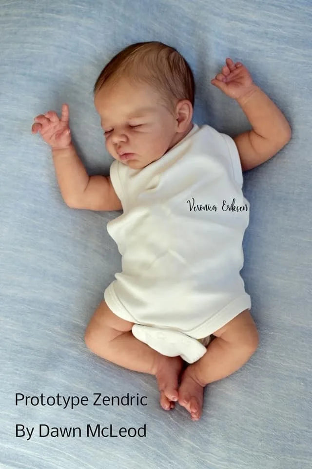 16 Inch Kit Reborn Zendric 3D Painted Skin Doll With Rooted Eyelashes and Cloth Body Unassembled Reborn Baby Doll Parts Molds