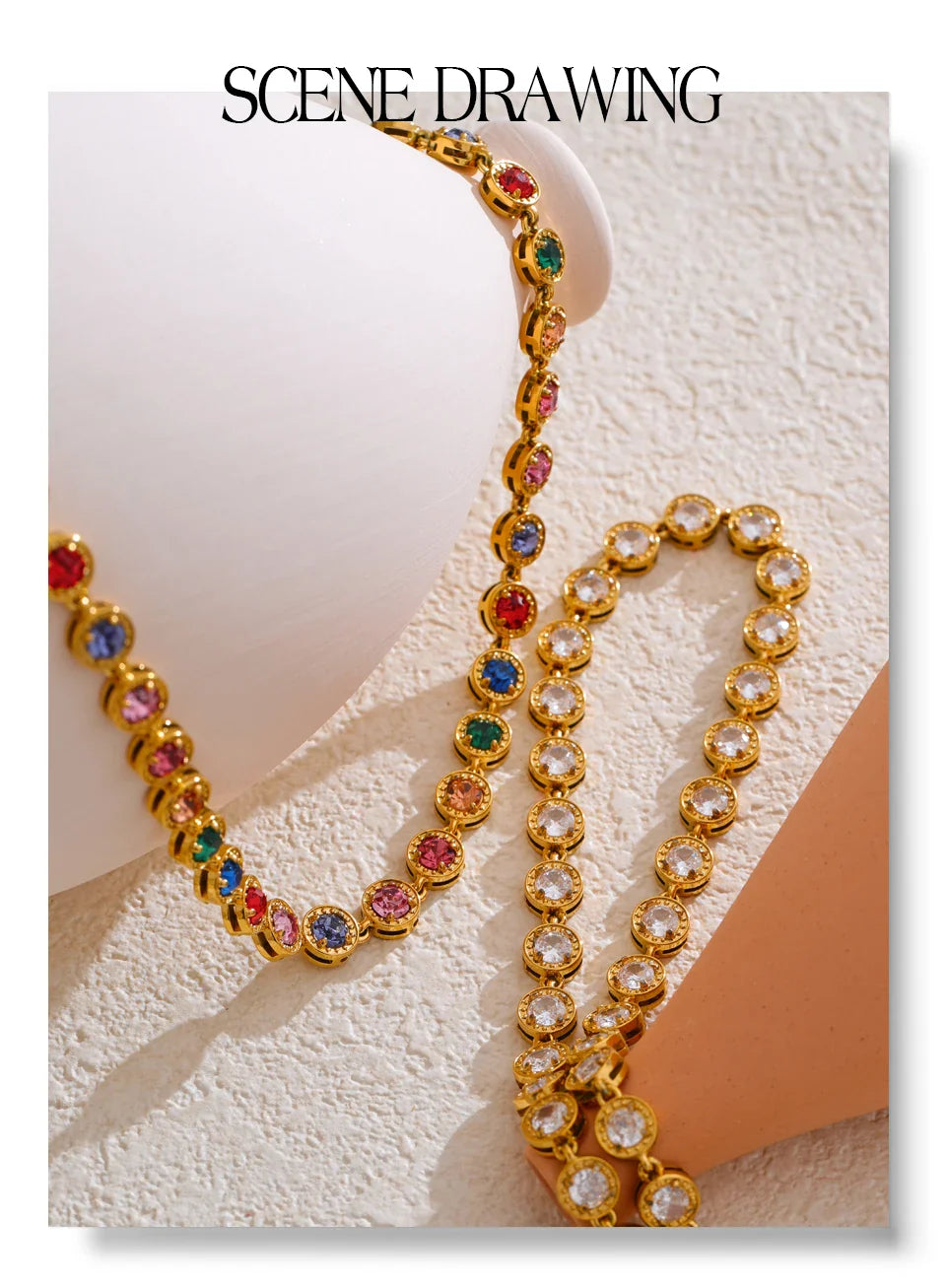 Yhpup Popular Shiny Cubic Zirconia Chain Luxury Necklace Bracelet Bangle Gold Color Platinum Plated Temperament Jewelry New