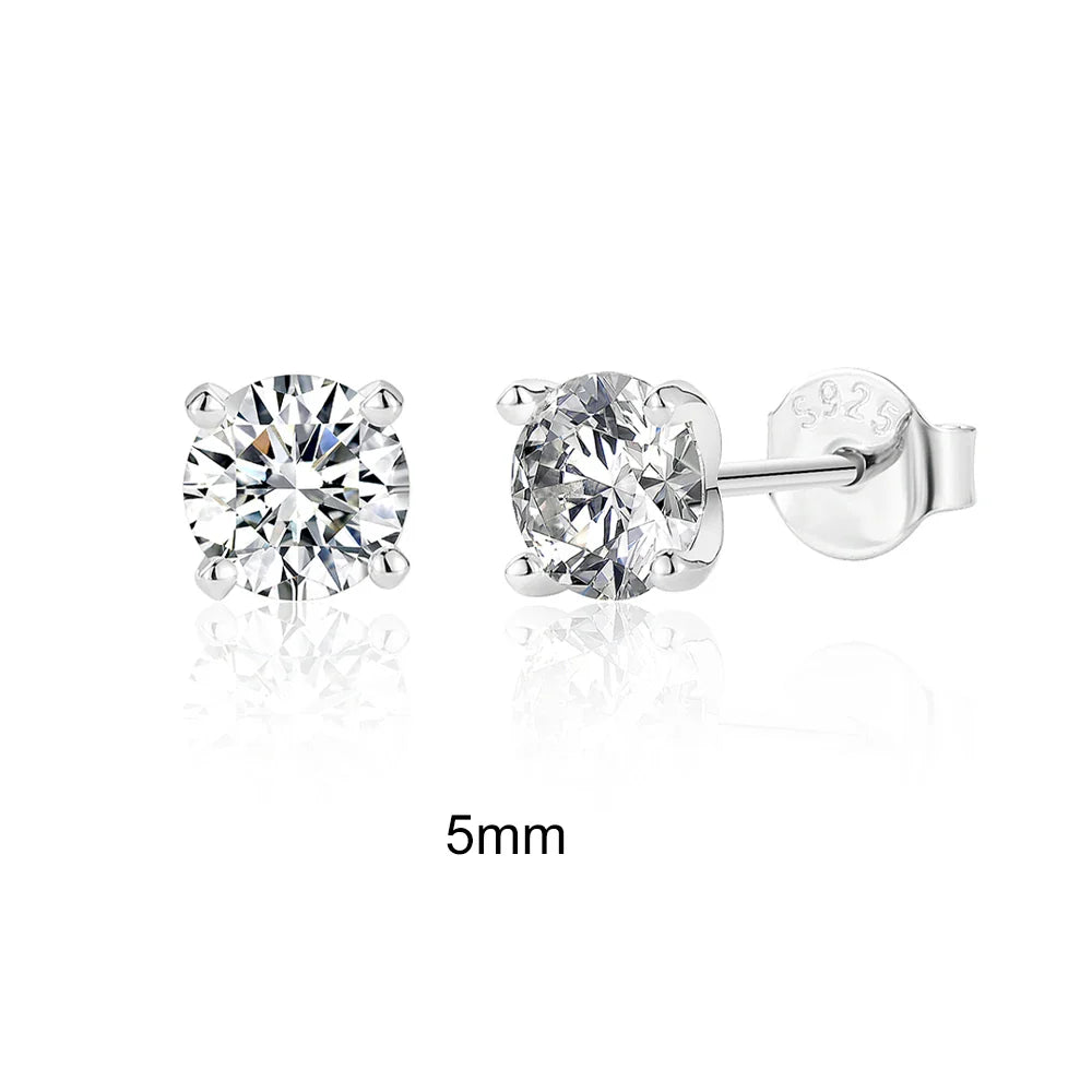 CANNER 0.5-1.2 Carat D Color Moissanite Ear Stud Earrings For Women 925 Sterling Silver Sparkling Piercing Earring Fine Jewelry