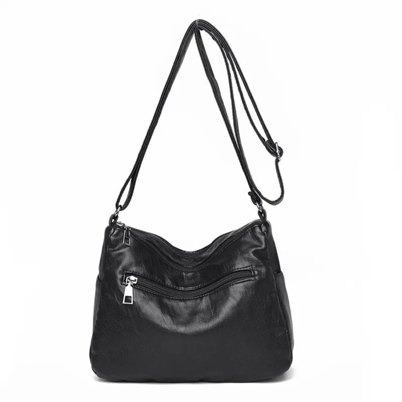 Women's Soft Leather Shoulder Bags Multi-Layer Classic Crossbody Bag