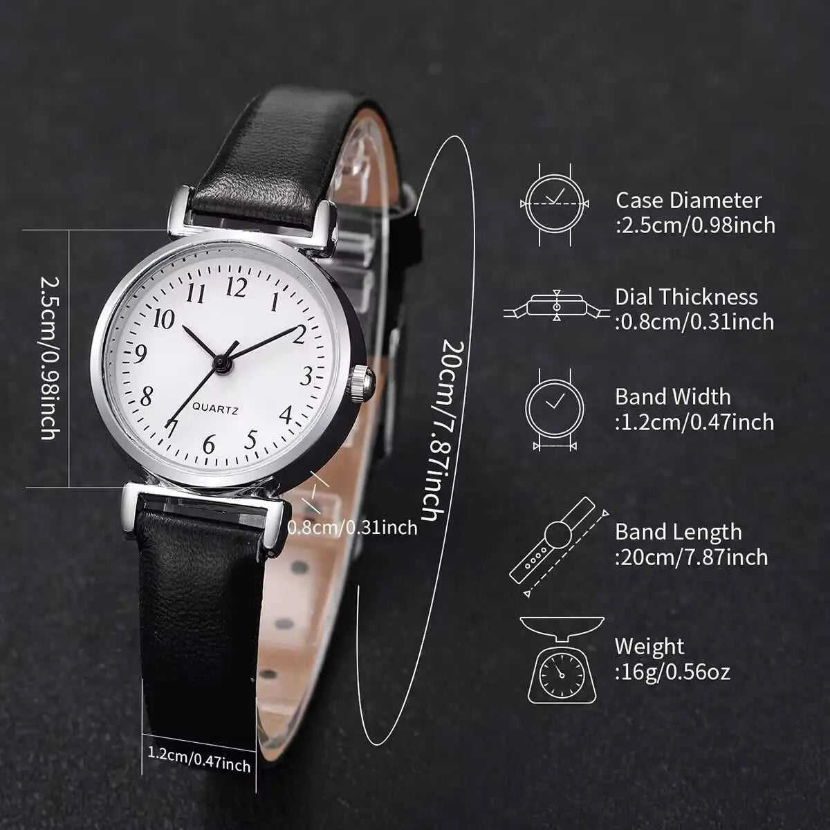 2PCS Fashion Women Quartz Watches Set Simple Small Dial Leather Strap Watch for Girls Reloj Mujer（Without Box）