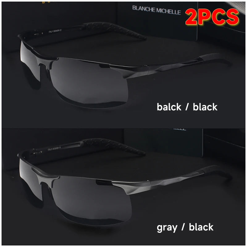 Sport Sunglasses Polarized Men UV400 Rectangle Gold Outdoor Driving Sun Glasses