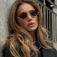 Sunglasses Women Luxury Brand Metal Half Frame Sun Glasses Ladies Hipster