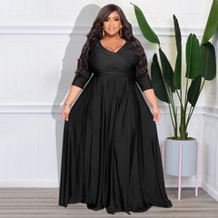 plus Size Party Dresses for Women Fall Clothes V Neck Bandage Big Hem Elegant Party