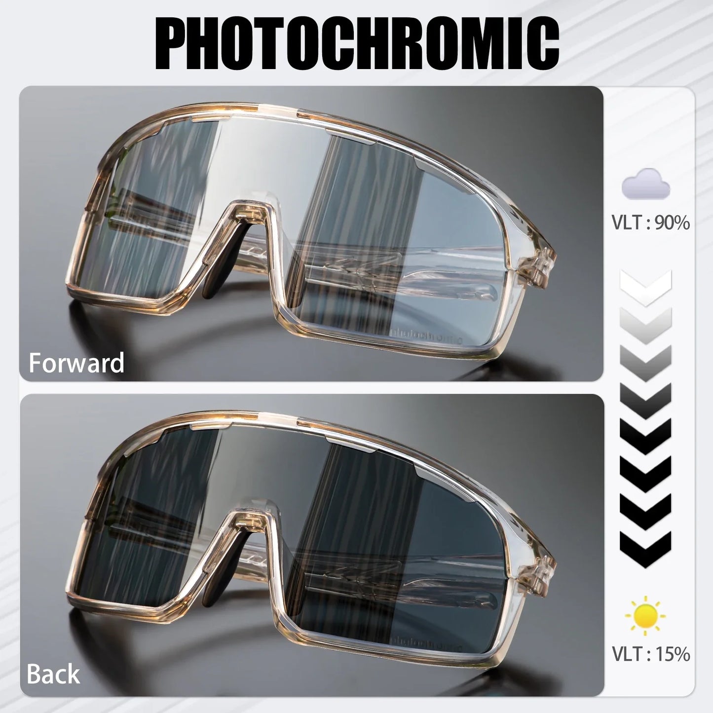 SCVCN Photochromic Cycling Sunglasses Cycling Glasses UV400 Bicycle Eyewear Sports MTB Outdoor Bike Goggles Sunglasses Eyepieces