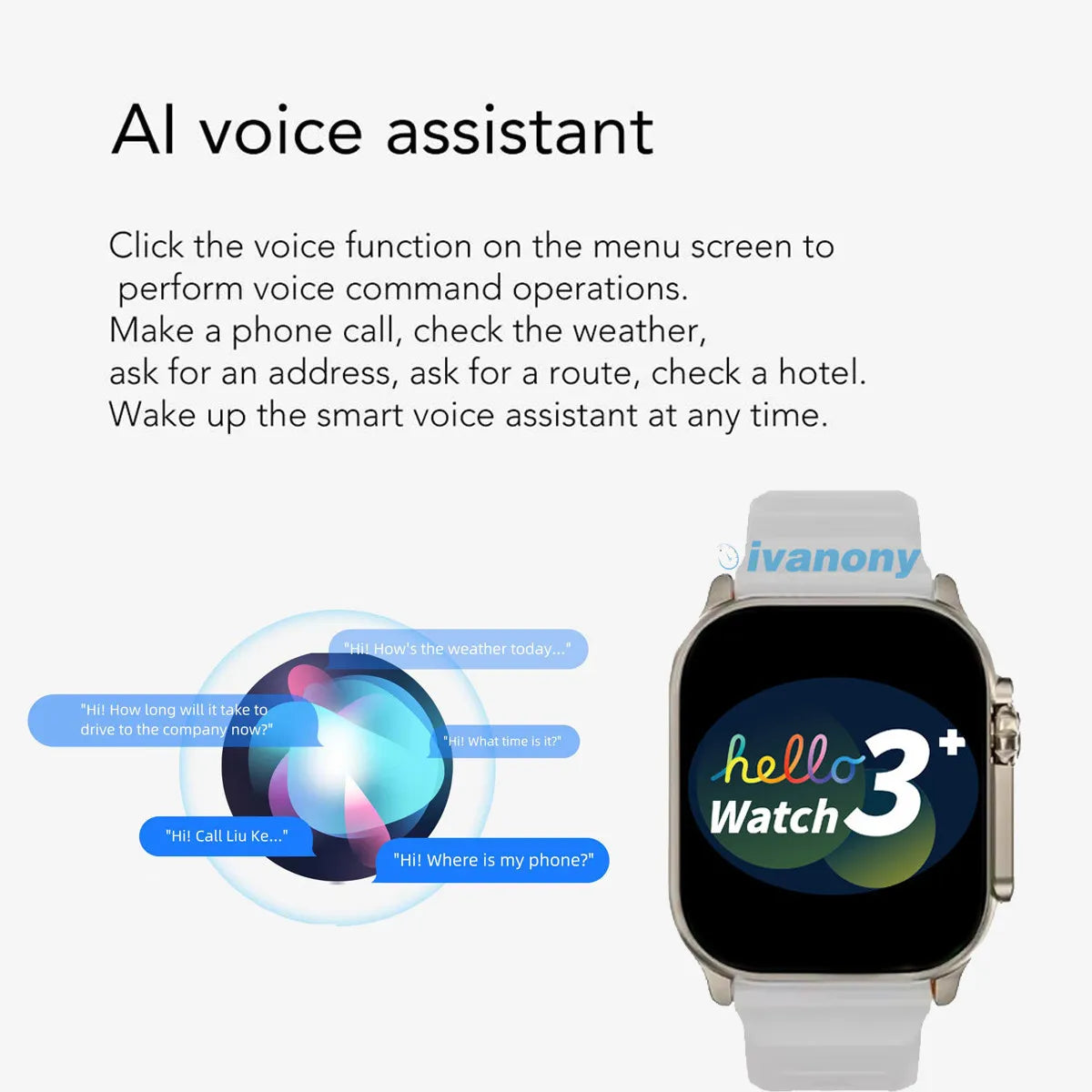Original Smart Watch Hello 3 Plus Ultra Amoled 49mm 4GB/ROM Whatsapp Reminder Remote Music Voice Assistant Compass Smartwatch