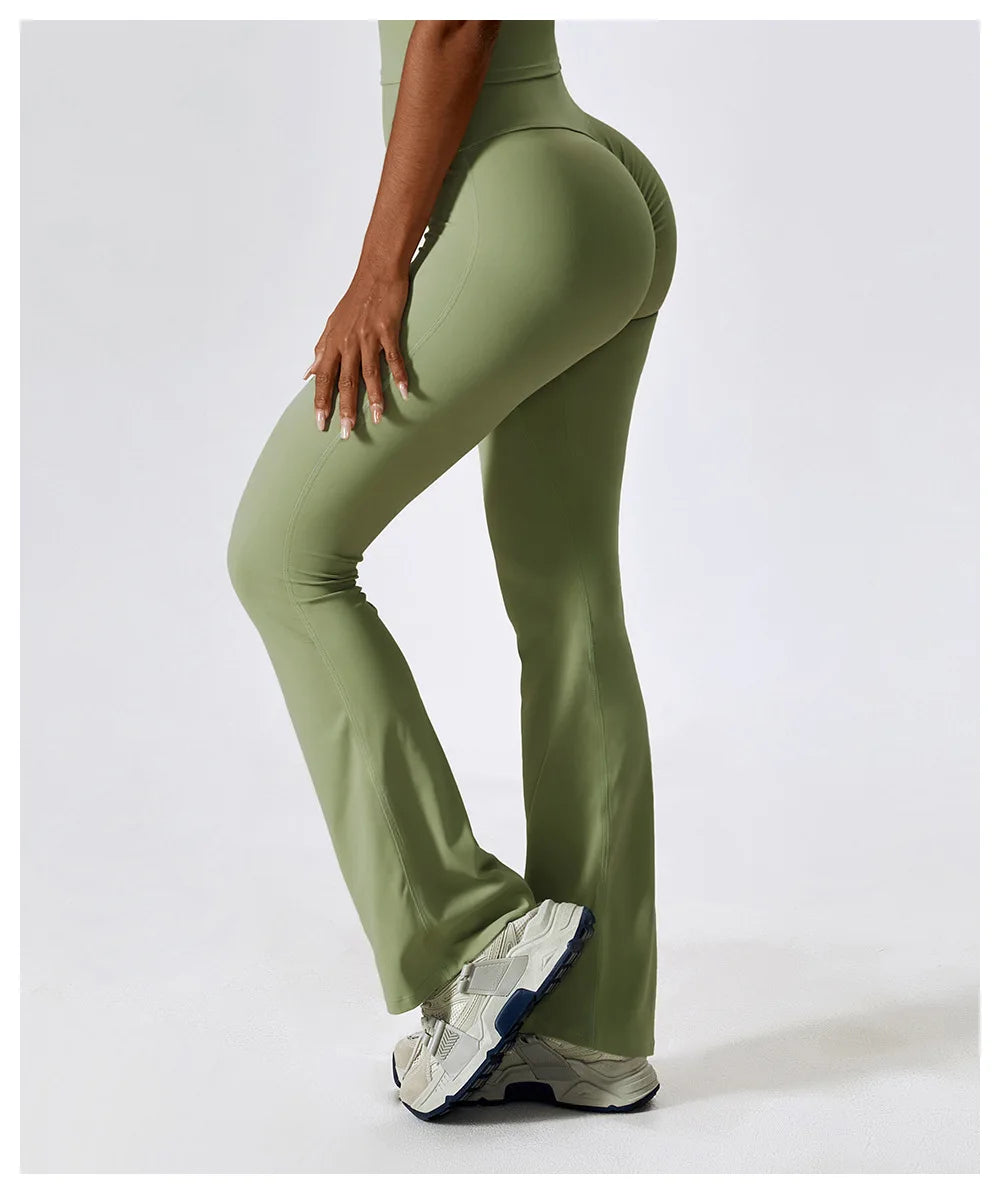 Women Wide-leg Pants Yoga Leggings Tights High Waist Leisure Flared Pants Dance