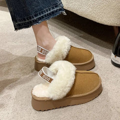 Winter Fashion Slippers Fashion Thick Fur Platform Flat Heel Women's Casual