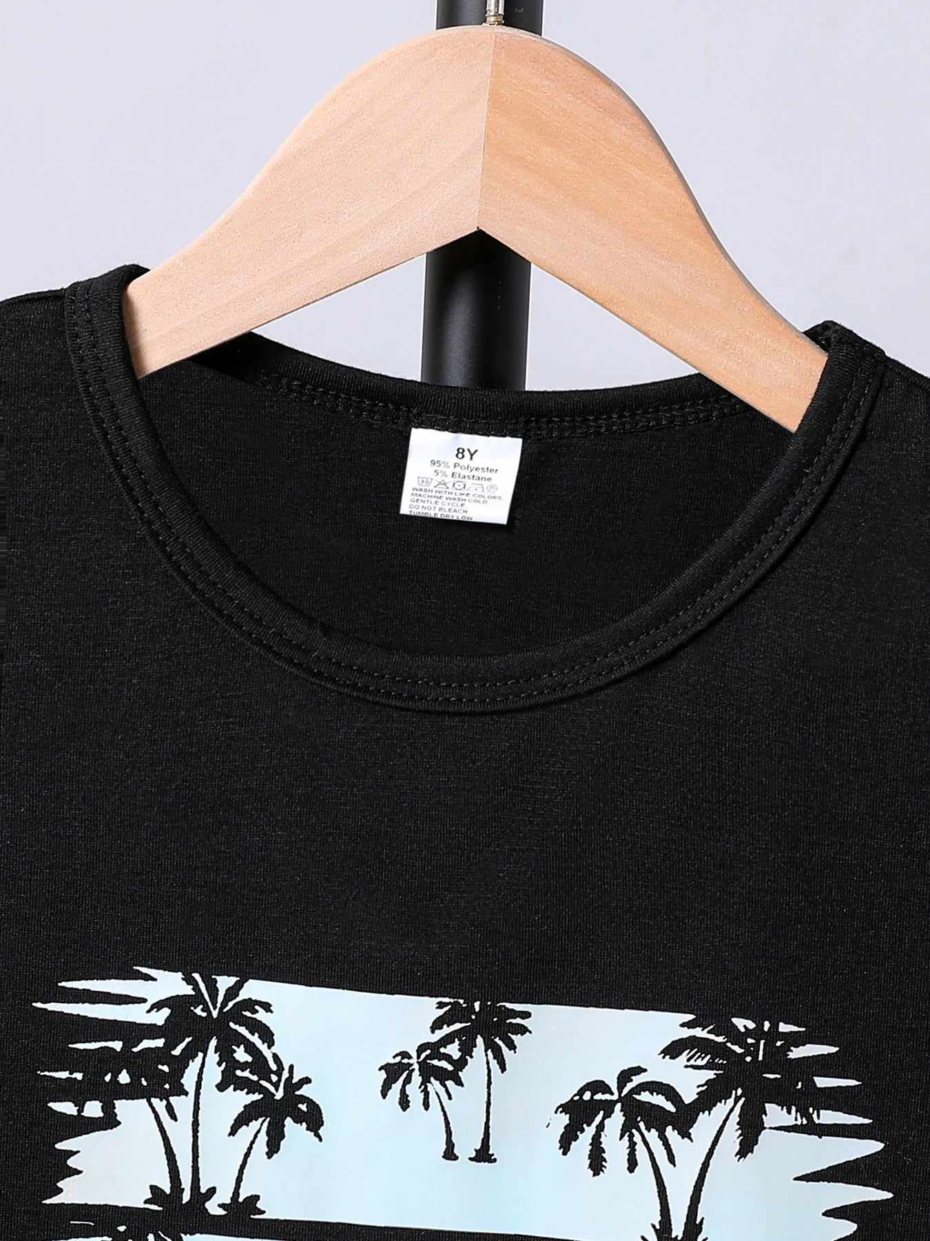 Boys' and children's 2-piece set, fashionable and casual thin breathable printed T-shirt+printed shorts