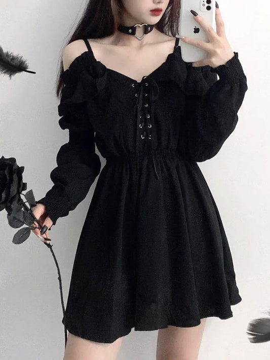 Formal attire Dresses: Women Black Mini Dress Off Shoulder High Waist Tunic Dress